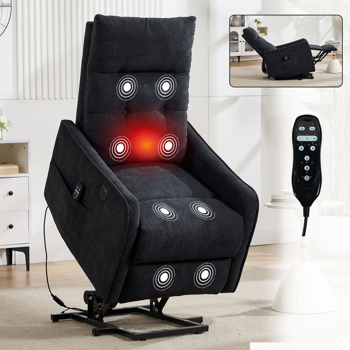 GOODSILO Single Motor Power Lift Recliner Chair with Massage, Heat and USB Charging for Ultimate Comfort and Support