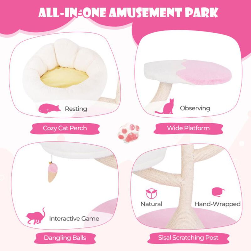 Hivvago Multi-Layer Cat Tree Cat Tower with 2 Cat Perches 2 Platforms