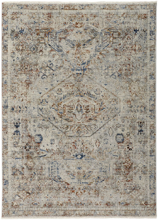 HomeRoots Oriental Distressed Area Rug With Fringe