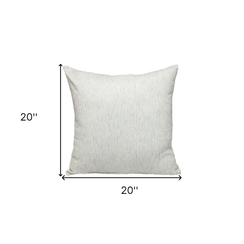 HomeRoots 20" Brown and White Striped Cotton Throw Pillow image number 3