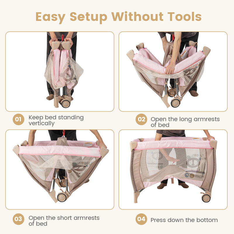 Portable Baby Playard with Changing Table Bassinet and Music Box