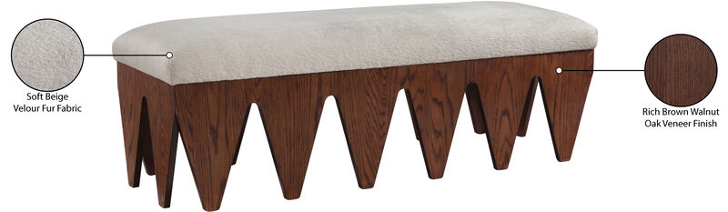 Meridian Furniture Altair Beige Velour Fur Fabric Bench