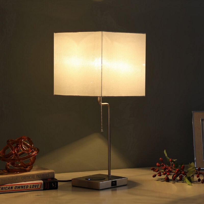 Streamdale 21.5-Inch Aston Square Table Lamp with Charging Station