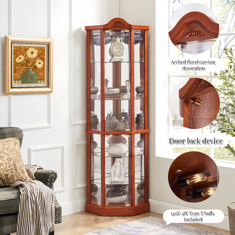 Classic Corner Glass Curio Cabinet image number 3
