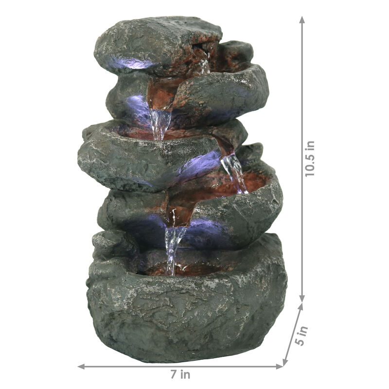 Sunnydaze Stacked Rocks Polyresin Indoor Water Fountain with LED - 10.5 in image number 7