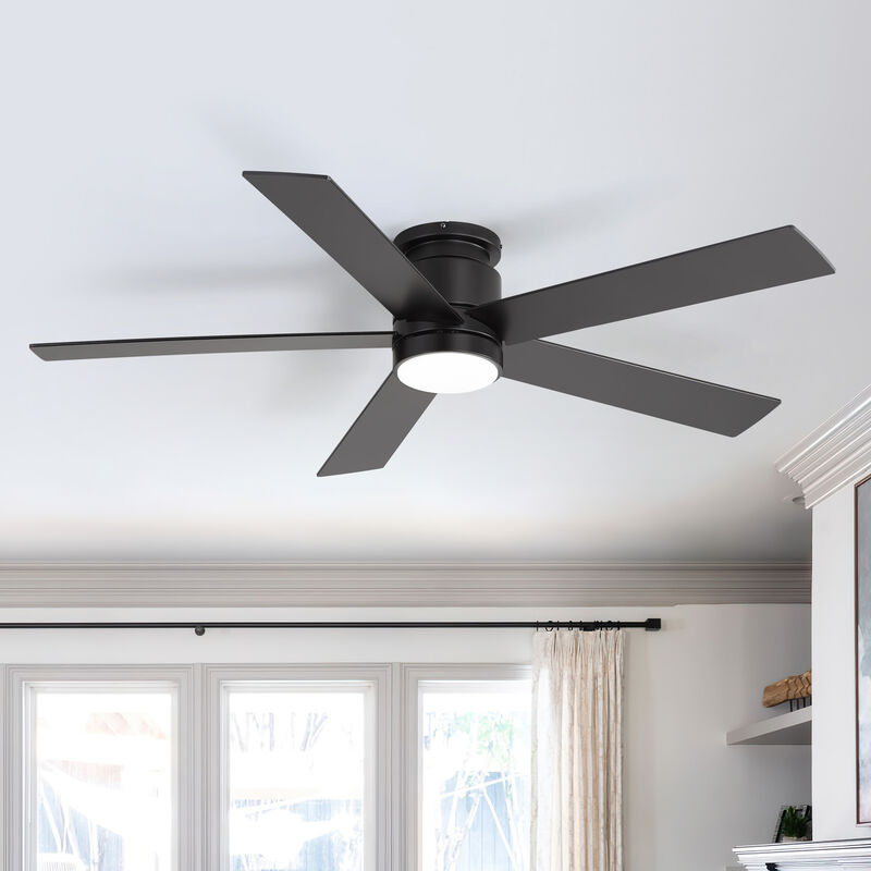 Breezary 52 Inch Low Profile LED Ceiling Fan with App Control, Remote, 5 Plywood Blades image number 9