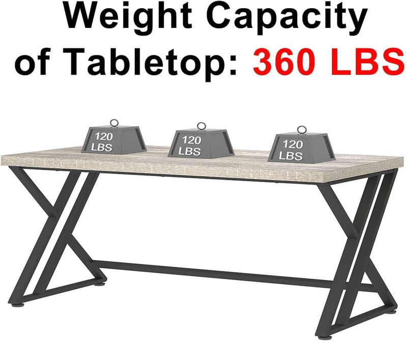 Top True Wood Computer Desk, Modern Writing Desk with Metal Legs for Home Office image number 5