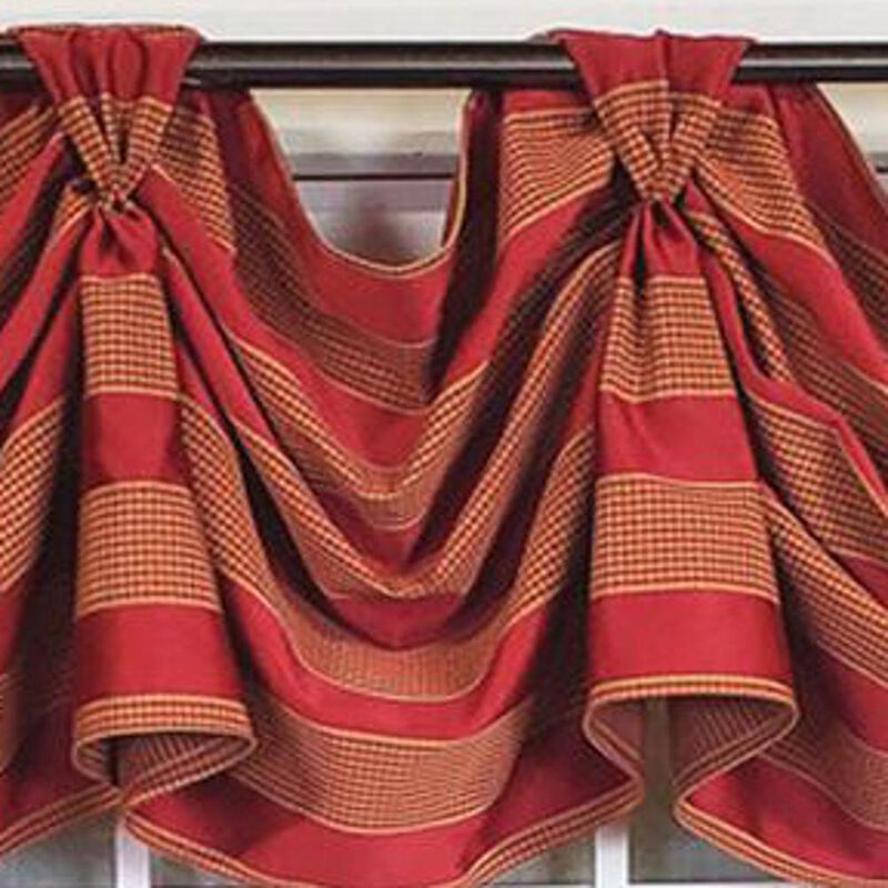 RLF Home Luxurious Modern Design Ribbon Stripe Victory Swag 3-Scoop Window Valance 50" x 25" Coral