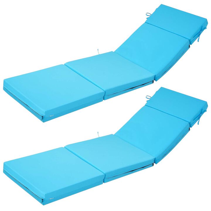 Set of 2 Outdoor Chaise Lounge Cushions, Waterproof & Fade-Resistant, Thick Pads