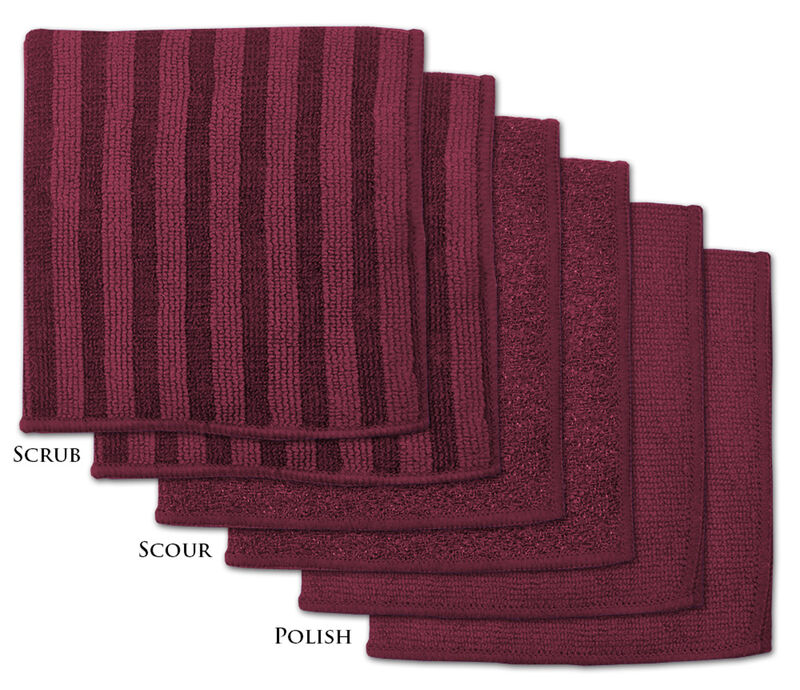 Set of 6 Wine Red Microfiber Square Dish Towels 12” x 12”