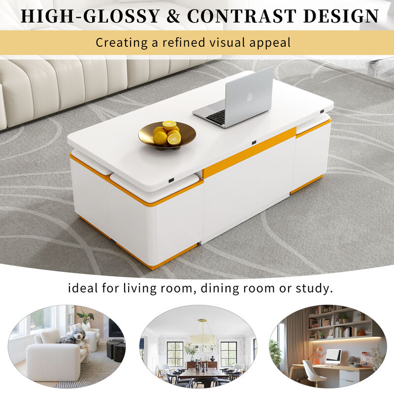 Merax Convertible Coffee Table with Lift Mechanism & Foldable Dining Extension image number 8