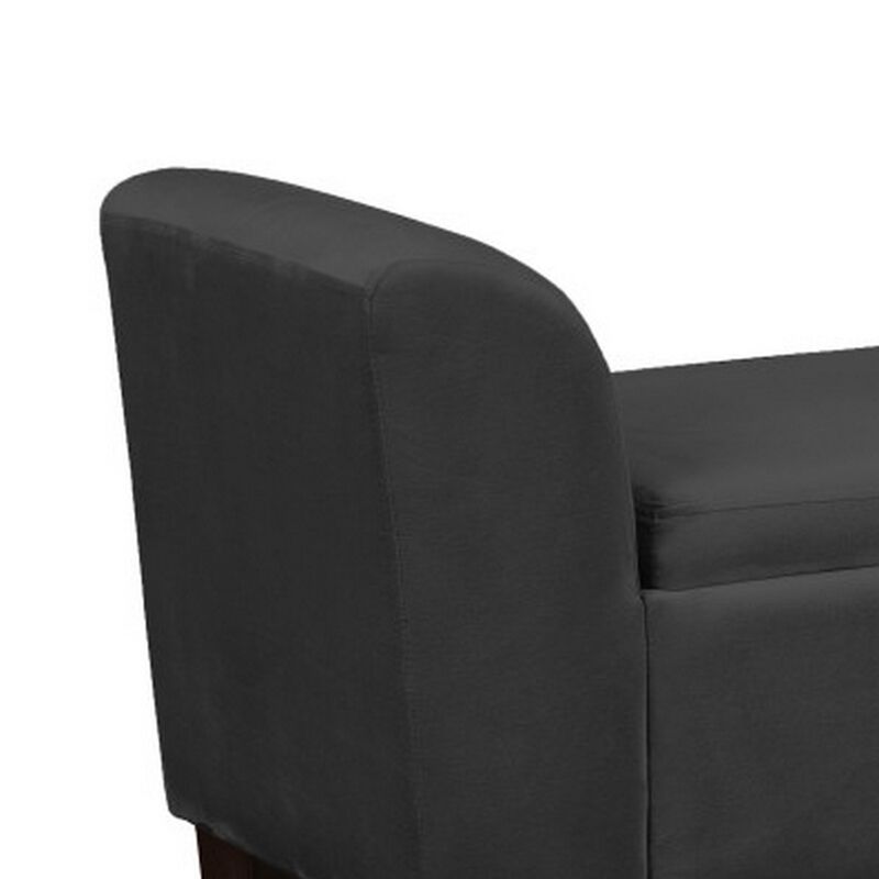 55 Inch Accent Storage Bench with Performance Velvet Upholstery, Black-Benzara