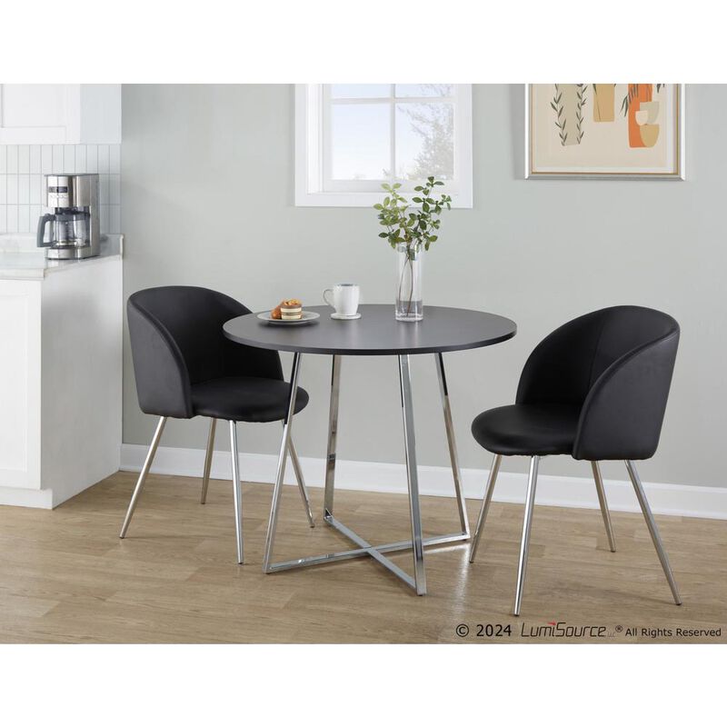 LumiSource Chrome Metal, Black MDF Canary Cosmo Dining Table