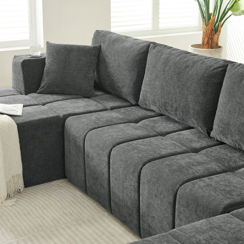 Feslud U-Shaped Chenille Sectional Sofa image number 4