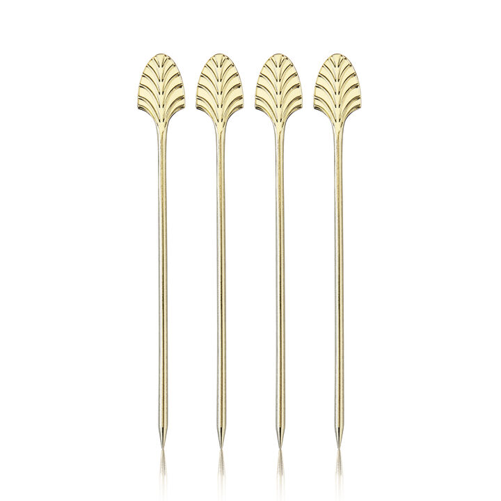 Art Deco Cocktail Picks in Gold Set of 4