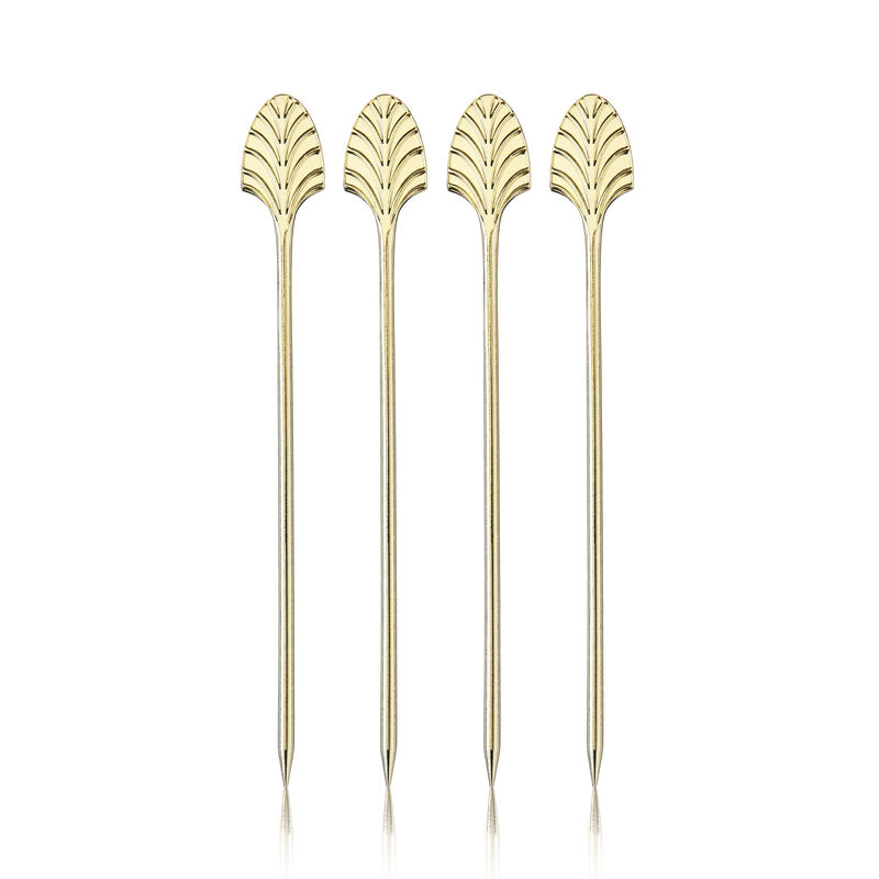 Art Deco Cocktail Picks in Gold Set of 4