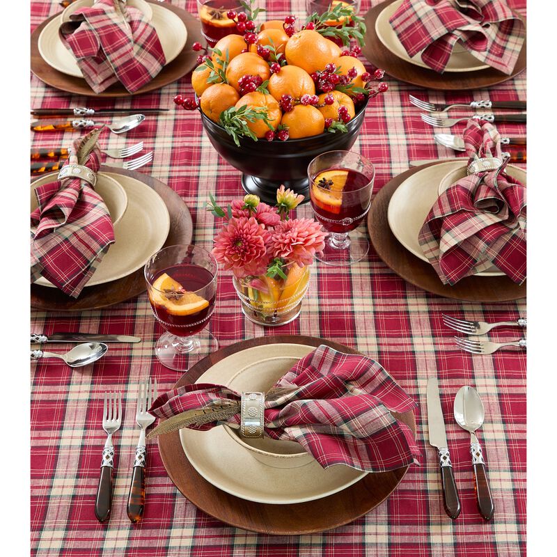 Linen Tablecloth - Burgundy Plaid image number 3