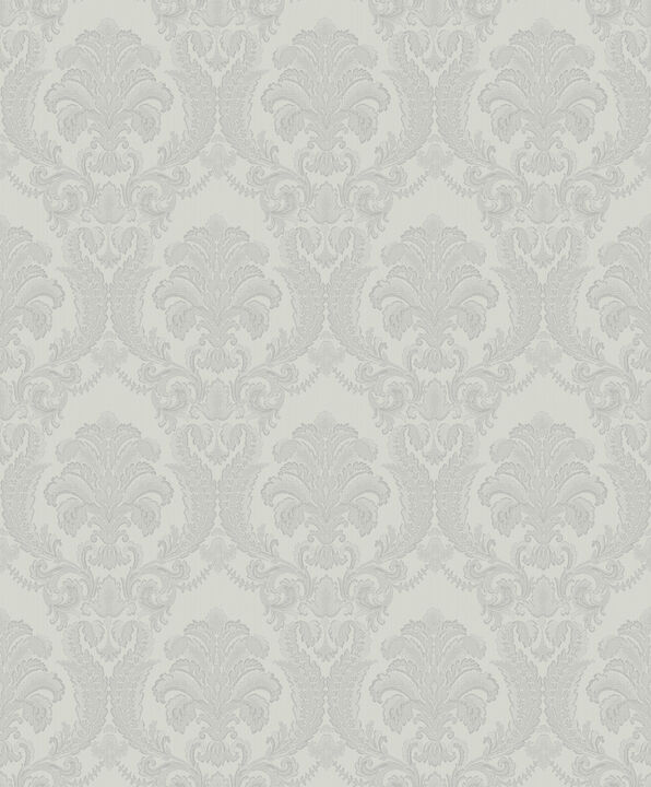Renatta Silver Damask Wallpaper