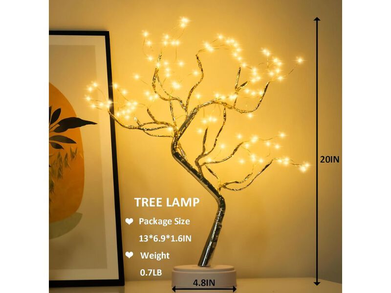 LED Bonsai Tree Table Lamp 20 Inch Decorative Light for Bedroom Living Room image number 2