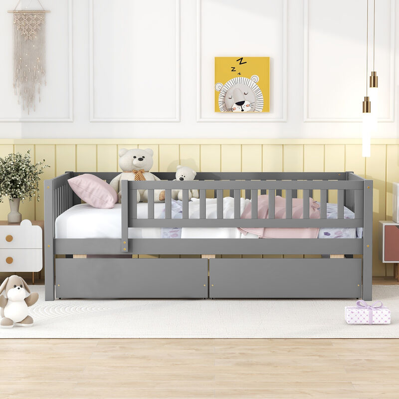 Whisen Twin Size Daybed Wood Bed with Two Drawers image number 3