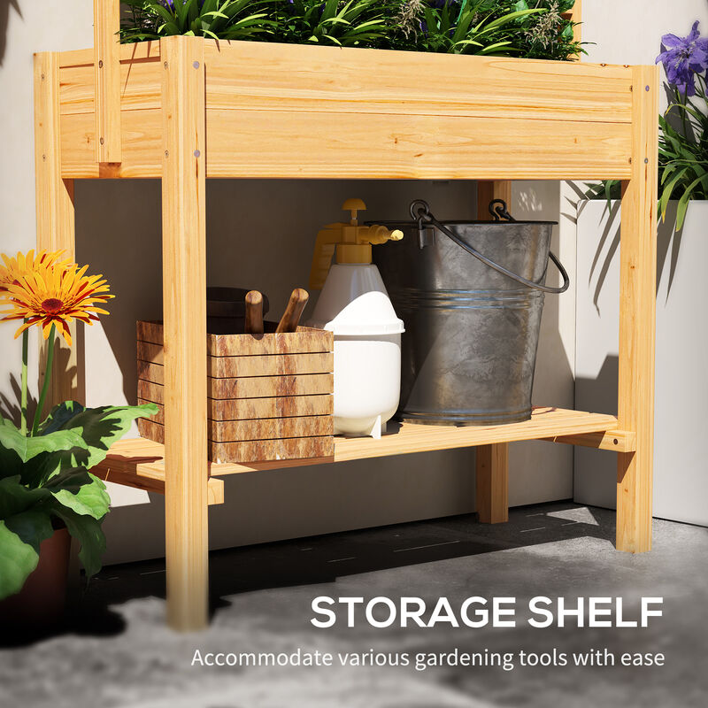 Hivvago Raised Wooden Planter for Outdoor Gardening image number 4