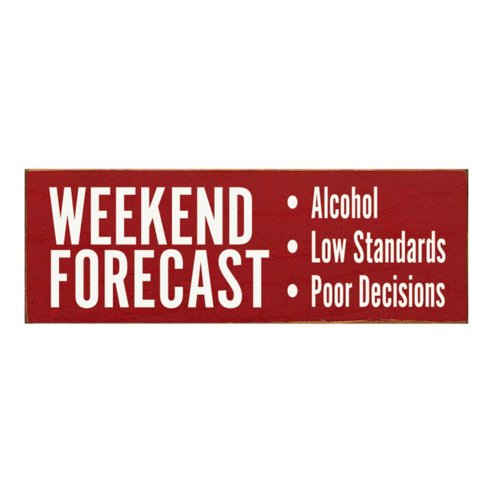Weekend Forecast Humor Wooden Hanging Sign for Home Bar Decor