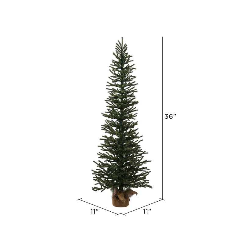 Vickerman 3' Mini Pine Artificial Christmas Tree Unlit, Seasonal Indoor Home Decor with Decorative Burlap Base image number 1