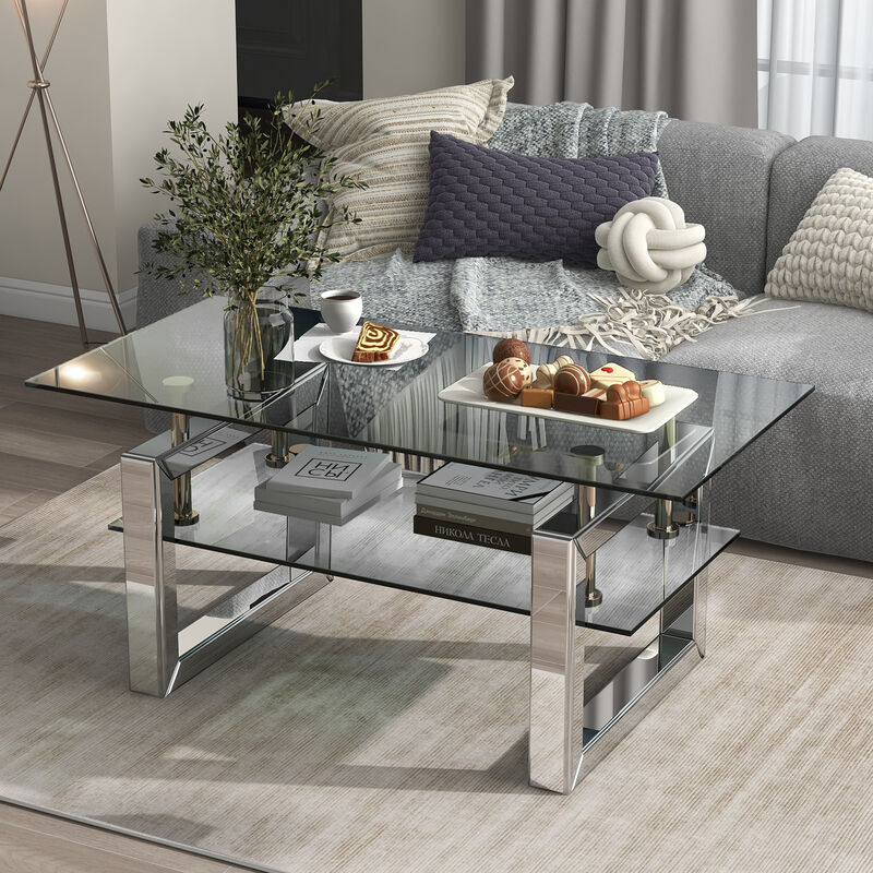 Gutzed Transparent tempered glass coffee table image number 1