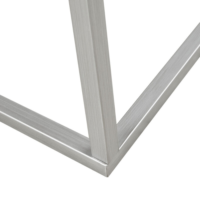 Gracie Mills Hamza Natural Wood Finish Square End Table with Silver Metal Base