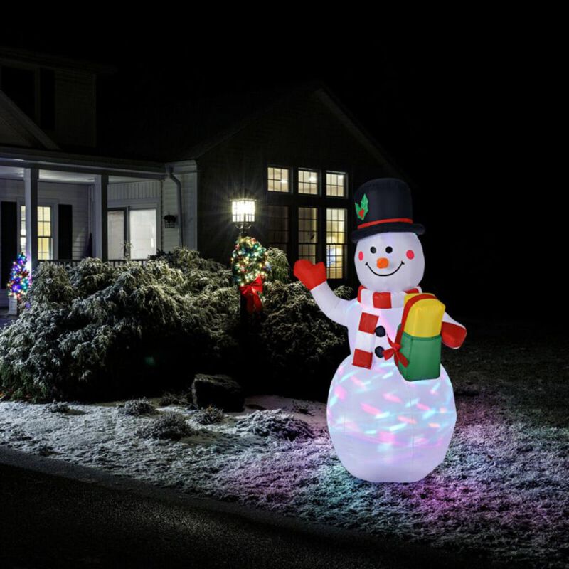 Hivvago 5 Feet Tall Snowman Inflatable Blow up Inflatable with Built-in Colorful LED Lights
