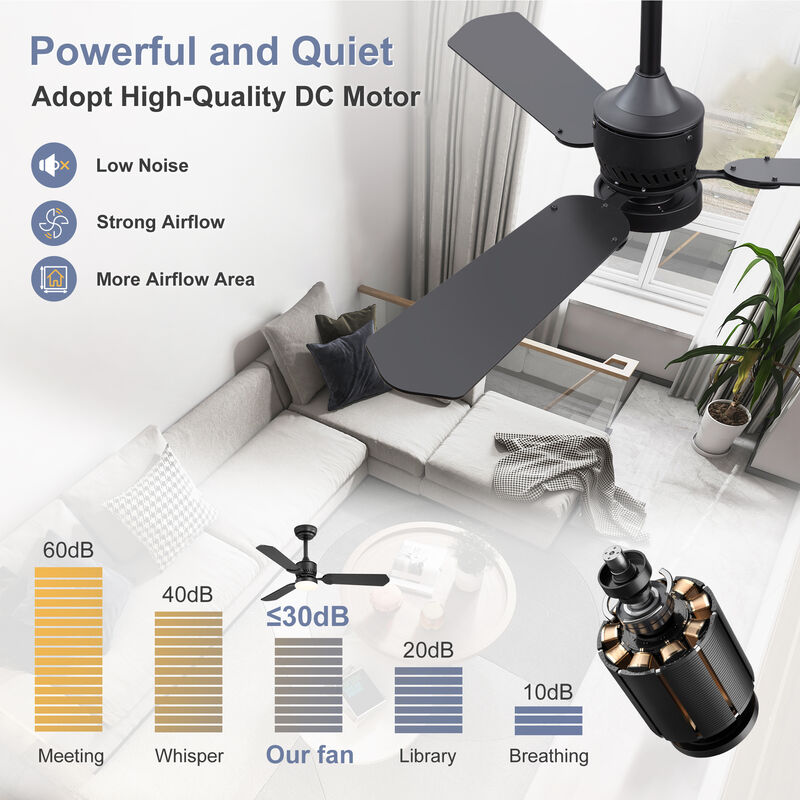 Breezary 2 Pack 42" Ceiling Fans with Lights, LED Indoor Fan, Wood Blades, Remote Control,6 Speeds image number 6