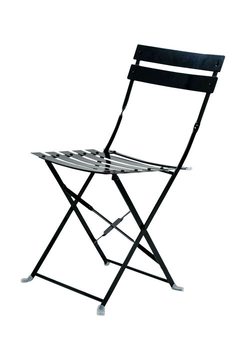 HomeRoots Set of Two Black Aluminum Outdoor Folding Dining Chairs