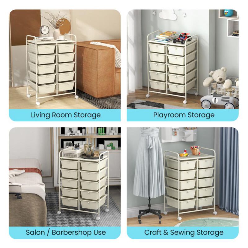 Hivvago 10-Drawer Rolling Storage Cart
