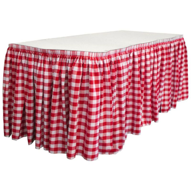 Plaid Checkered Table Skirt with 10 L-Clips for Parties and Banquet Tables image number 0