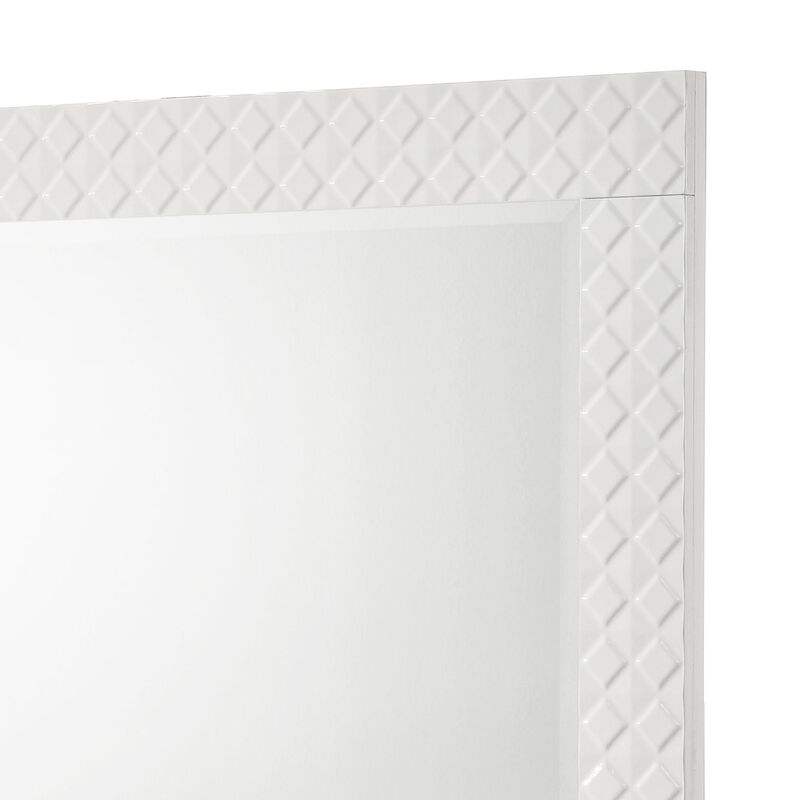Ivon Dresser Mirror, White High Gloss Finish, Rectangular 37 Inch - Benzara