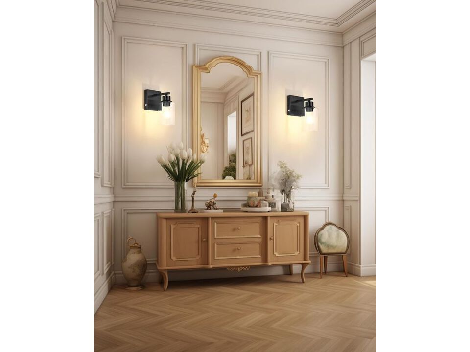 Battery Wall Sconce Set of 2 Black Rechargeable LED Lamp for Bedroom Living