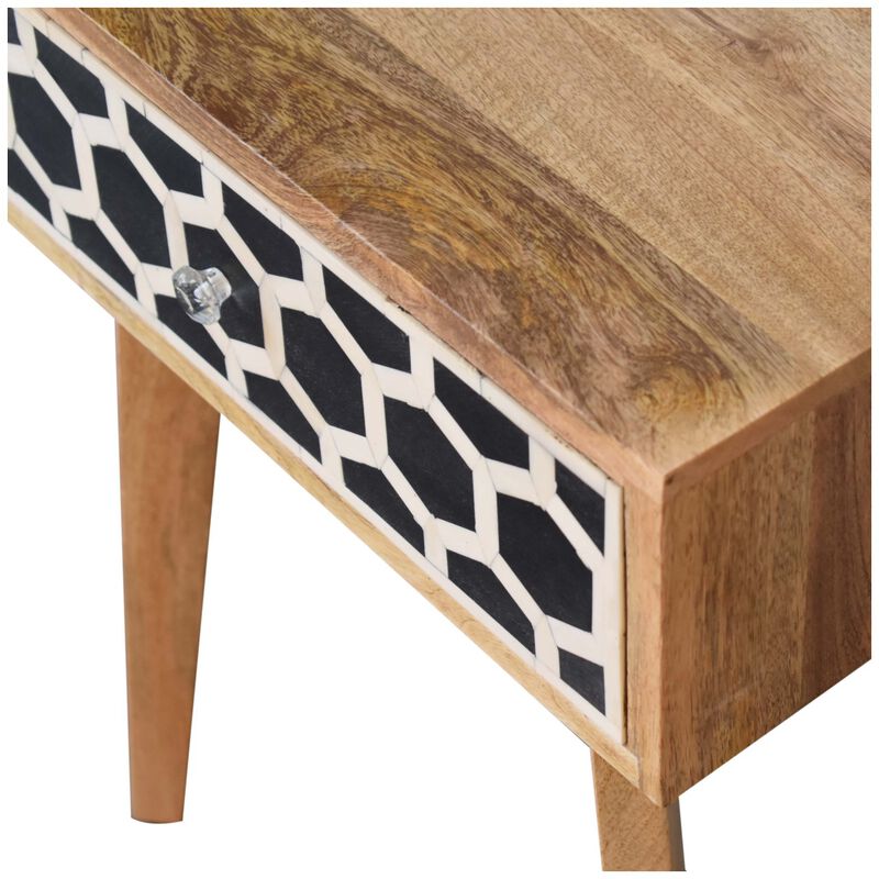 Solid Wood Bone Inlay Nightstand 1 Drawer  with Tapered Legs