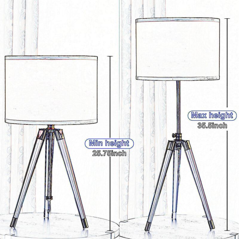 Kera Table Lamp, White Drum Shade, Brass Gold Tripod Base 39 Inch  - Benzara