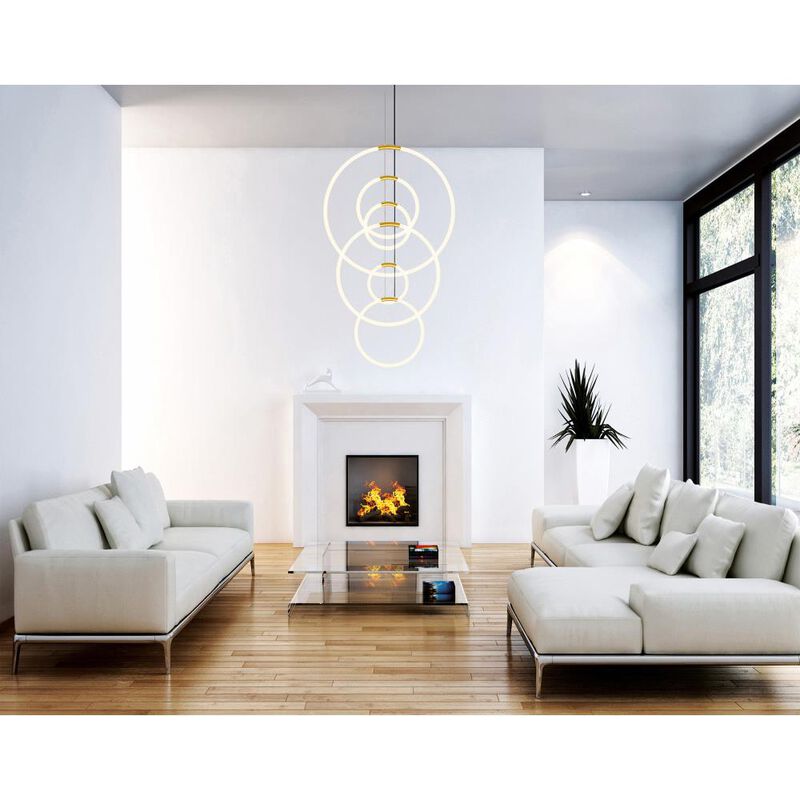 Hoops 6 Light LED Chandelier With Satin Gold Finish