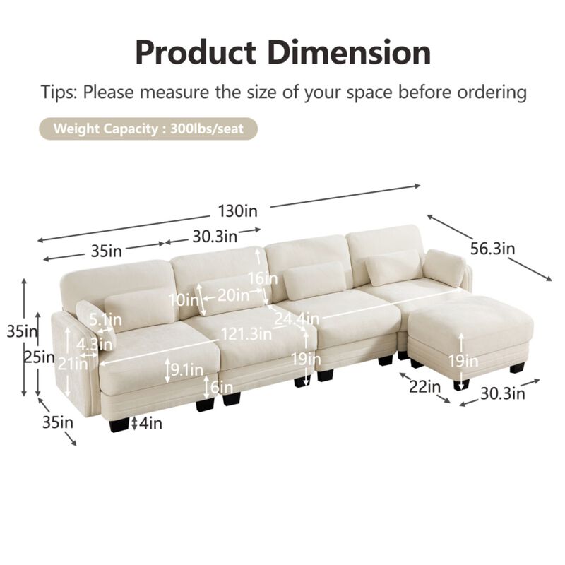 Glel Modern Minimalist Chenille Modular Sectional Sofa image number 9