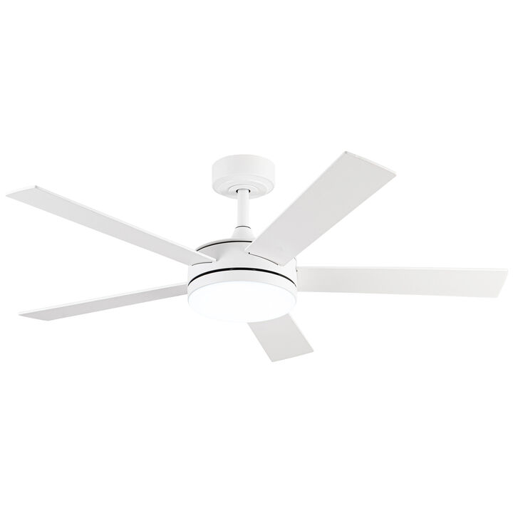 48" Modern White Smart Integrated LED Ceiling Fan with Remote and App