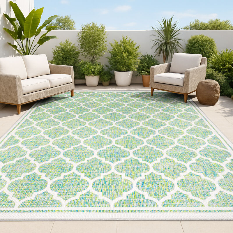 Trebol Moroccan Trellis Textured Weave Indoor/Outdoor Area Rug