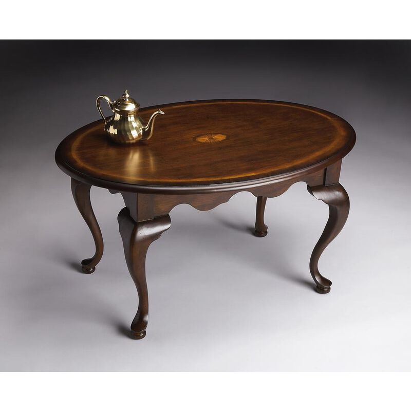 Butler Specialty Company Grace Oval 4 Legs Coffee Table, Dark Brown image number 1
