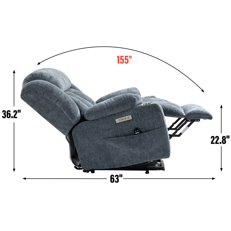 Merax Chenille Power Lift Recliner Chair, Heavy Duty Motion Mechanism with 8-Point Vibration Massage and Lumbar Heating