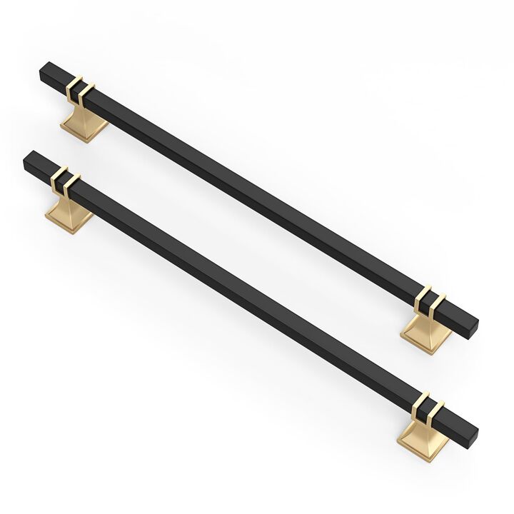 Lepatape 10 Pack 10 Inch Black and Gold Cabinet Pulls Kitchen Cabinet Handles, Black and Gold Cabinet Handles Square Dresser Dra