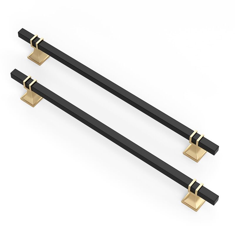 Lepatape 10 Pack 10 Inch Black and Gold Cabinet Pulls Kitchen Cabinet Handles, Black and Gold Cabinet Handles Square Dresser Dra
