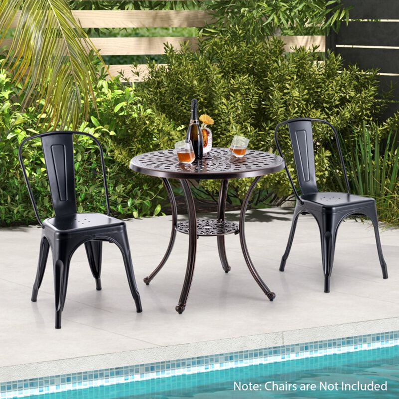 31" Round Cast Aluminum Patio Bar Table with 2" Umbrella Hole image number 6