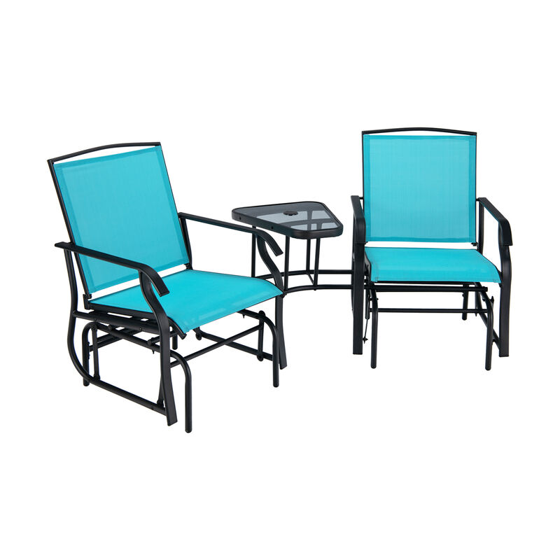 Double Swing Glider Rocker Chair set with Glass Table image number 0