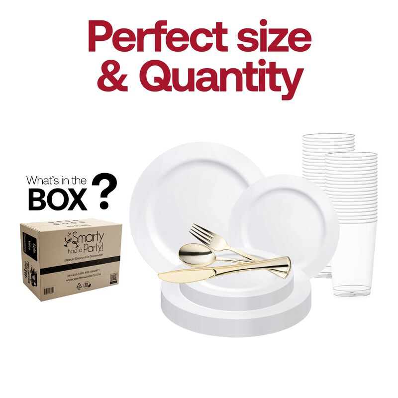 Solid White Economy Round Plastic Wedding Value Set (30 Sets) image number 3