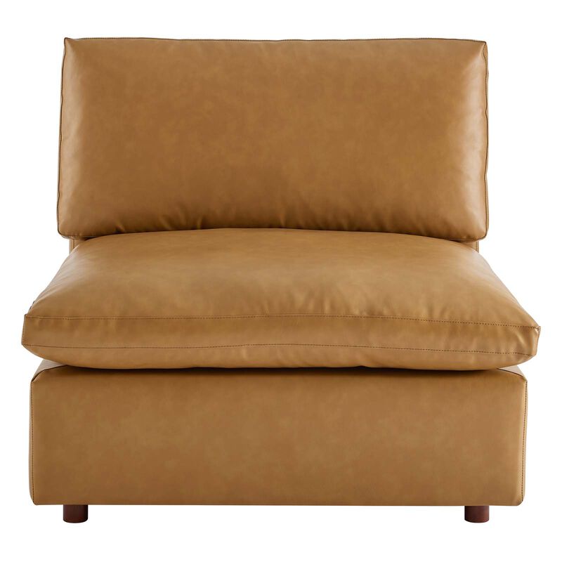 Commix Down Filled Overstuffed Vegan Leather Armless Chair image number 4